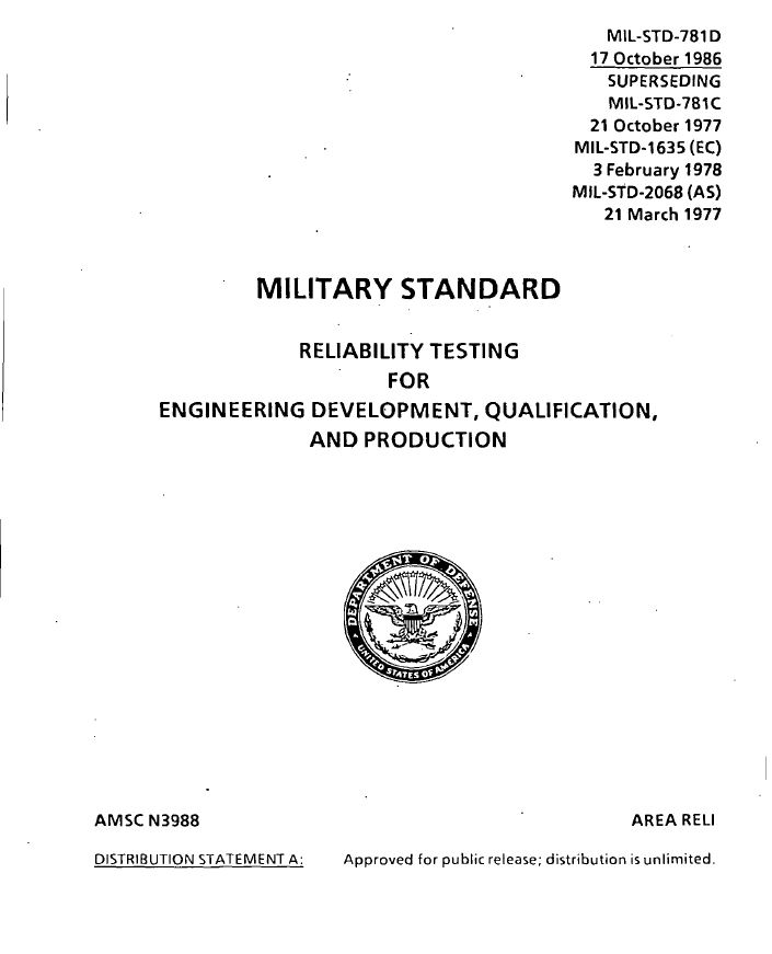 MIL STD- Reliability Testing For Engineering Development, Qualification ...